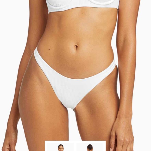 NWT Vitamin A White Ribbed Cheeky Swimsuit bottoms size 8/M - Picture 3 of 7